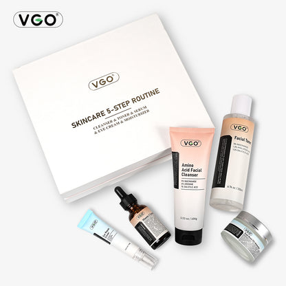 SKINCARE 5-STEP ROUTINE CLEANSER - TONER - SERUM -EYE CREAM - MOISTURIZER