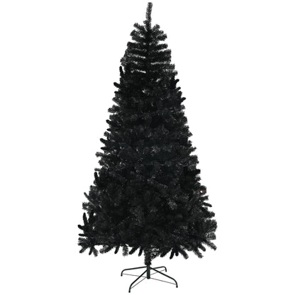 7.5ft Unlit Artificial Black Christmas Tree, Holiday Décor with 1346 Branch Tips, Auto Open and Steel Base